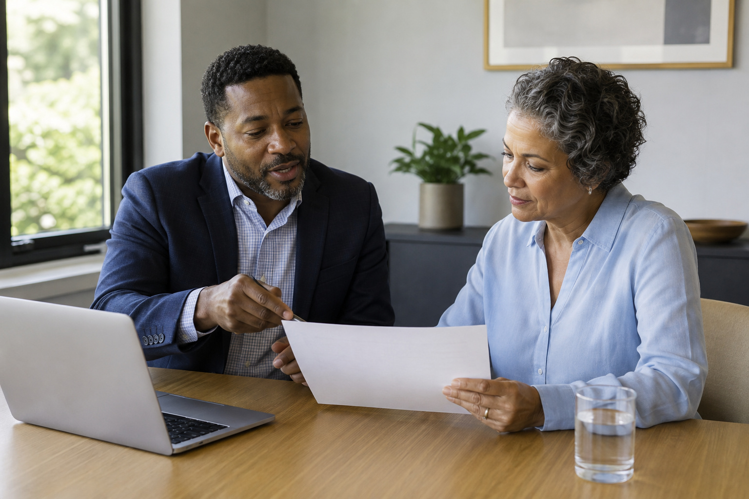 MSP advisor reviewing service responsibilities with a client leader